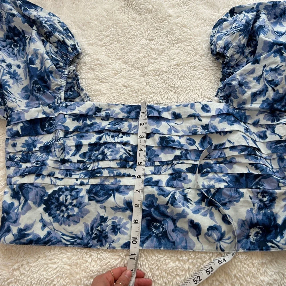 Abercrombie Fitch Women Floral Puff Sleeve Crop Top Sz XL Resort Summer Vacation